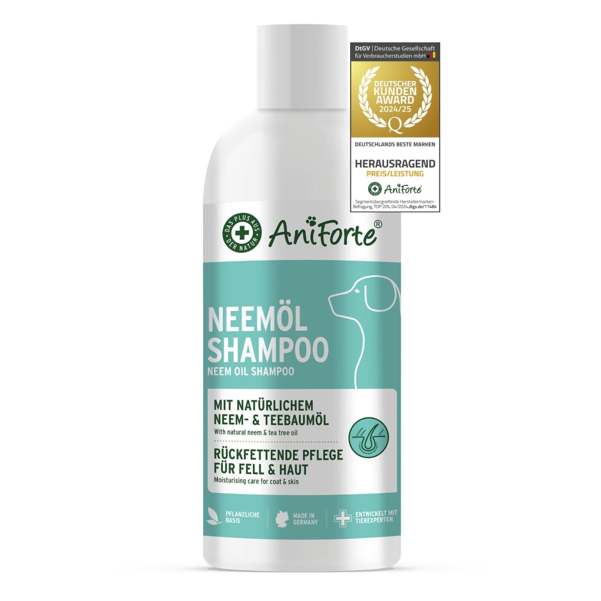AniForte Neemöl Hundeshampoo 500ml – Gegen Juckreiz, Milben, Flöhe & Zecken, für glänzendes Fell