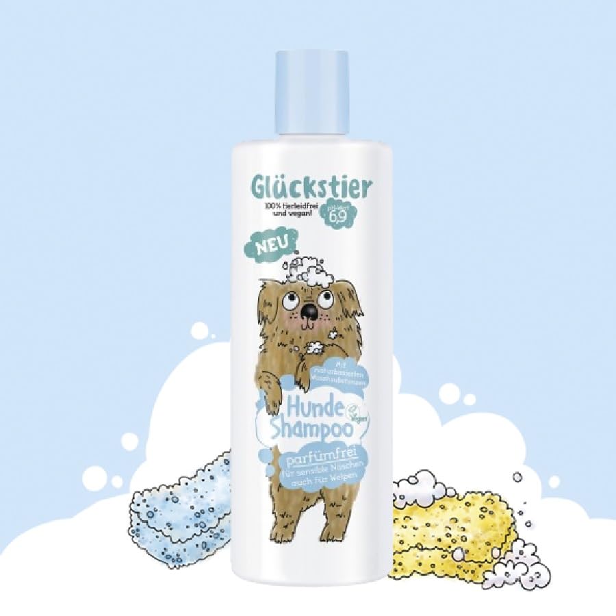 Glückstier Hundeshampoo | parfümfrei | 250 ml | für Welpen und Sensible Hundenasen