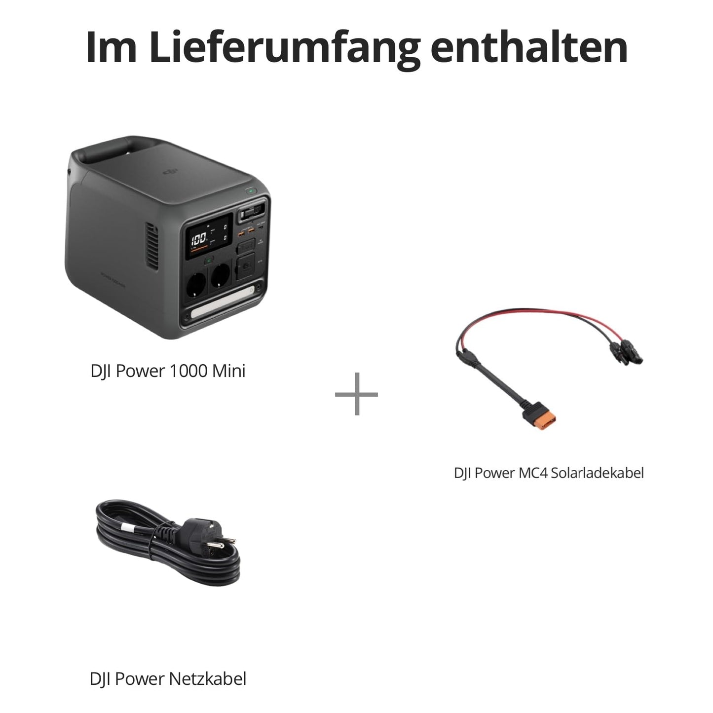DJI Power 1000 Mini tragbare Powerstation, 1008-Wh-LFP-Akku, kompakte Größe, maximale Ausgangsleistung 1000 W, MC4 Solarladekabel, integriertes MPPT-Modul, Outdoor-Generator für Camping, Wohnmobile