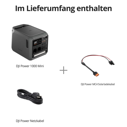 DJI Power 1000 Mini tragbare Powerstation, 1008-Wh-LFP-Akku, kompakte Größe, maximale Ausgangsleistung 1000 W, MC4 Solarladekabel, integriertes MPPT-Modul, Outdoor-Generator für Camping, Wohnmobile