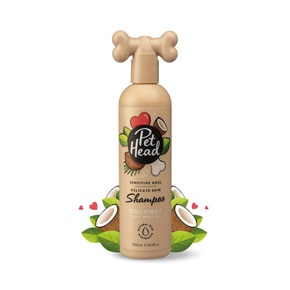 Pet Head Sensitive Soul Hundeshampoo | Kokosnussduft | Pflegt und Beruhigt Empfindliche Haut | pH-Neutral | Vegan & Tierversuchsfrei | Sanfte Formel für Hunde und Welpen | 300ml