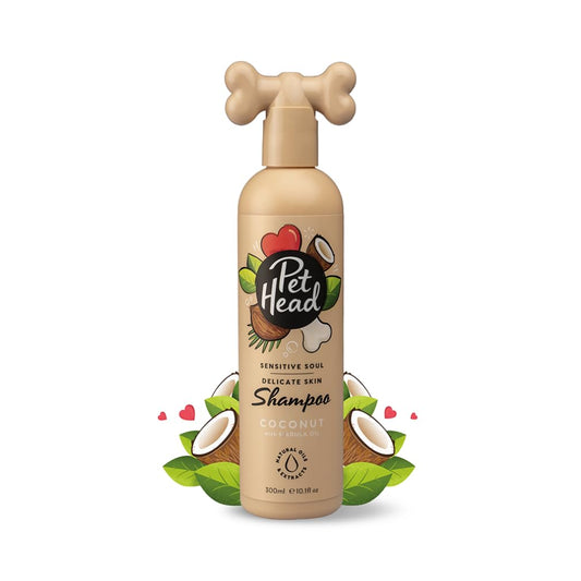 Pet Head Sensitive Soul Hundeshampoo | Kokosnussduft | Pflegt und Beruhigt Empfindliche Haut | pH-Neutral | Vegan & Tierversuchsfrei | Sanfte Formel für Hunde und Welpen | 300ml