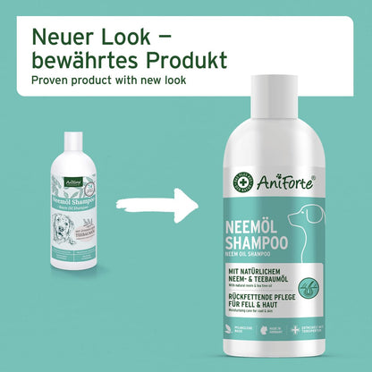 AniForte Neemöl Hundeshampoo 500ml – Gegen Juckreiz, Milben, Flöhe & Zecken, für glänzendes Fell