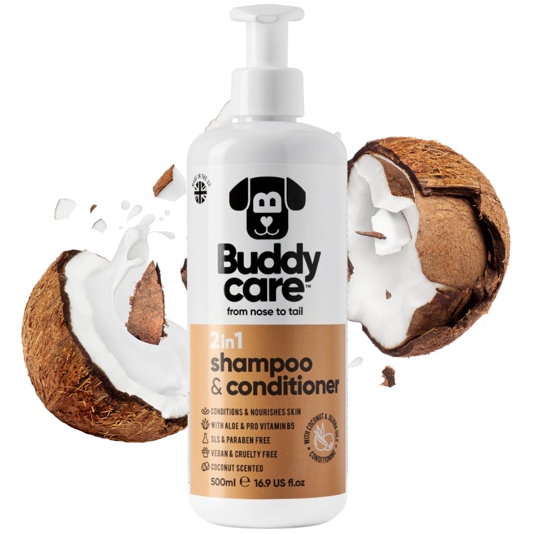 Buddycare 2in1 Hundeshampoo & Conditioner 500ml – Für Langhaar, Welpen & alle Hunderassen