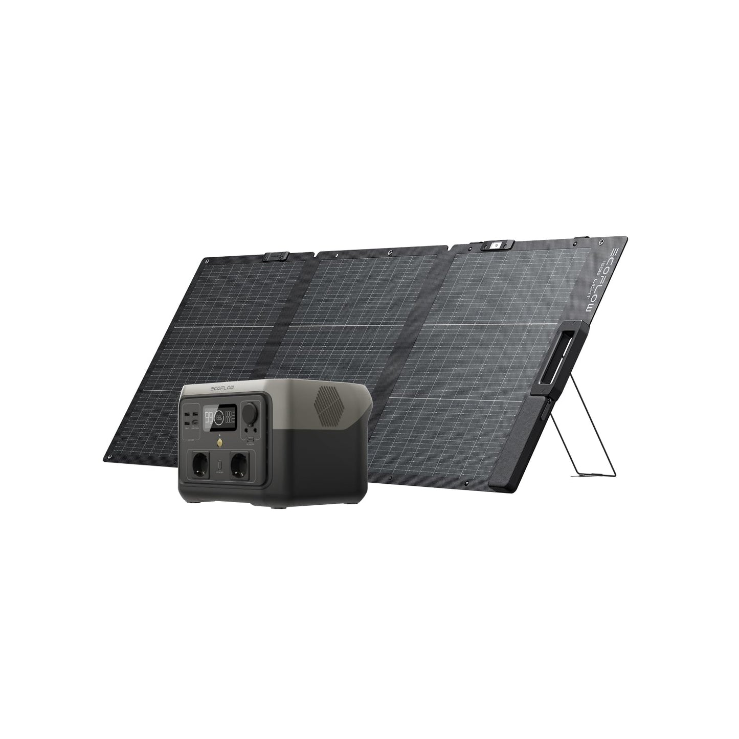 EF ECOFLOW Tragbare Powerstation RIVER 2 MAX mit 160W faltbare solar panel, 512 Wh Solargenerator mit LiFeP04, Schnellladung in 1 Stunde, bis zu 1000 W Leistung, Balkonkraft für Camping