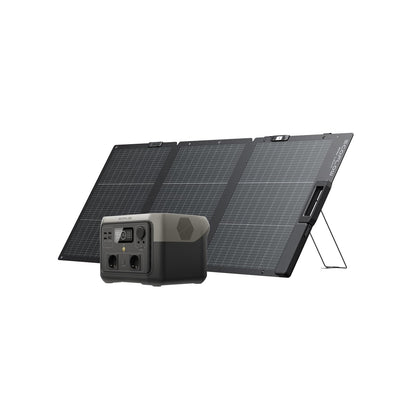 EF ECOFLOW Tragbare Powerstation RIVER 2 MAX mit 160W faltbare solar panel, 512 Wh Solargenerator mit LiFeP04, Schnellladung in 1 Stunde, bis zu 1000 W Leistung, Balkonkraft für Camping