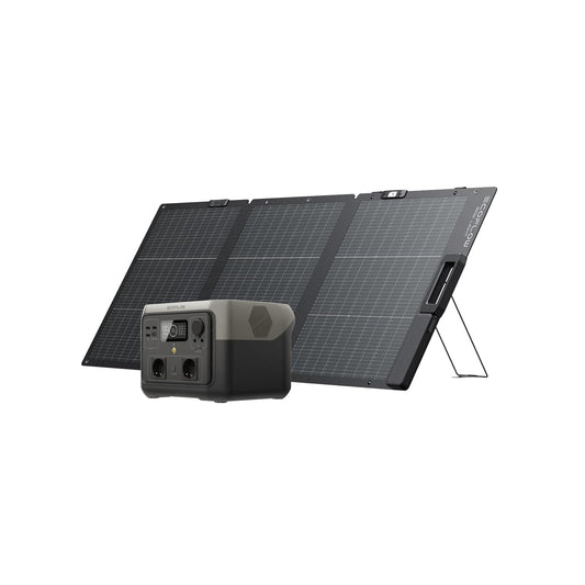 EF ECOFLOW Tragbare Powerstation RIVER 2 MAX mit 160W faltbare solar panel, 512 Wh Solargenerator mit LiFeP04, Schnellladung in 1 Stunde, bis zu 1000 W Leistung, Balkonkraft für Camping
