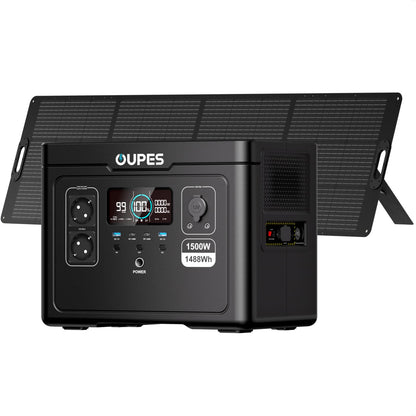 OUPES Exodus 1500 Tragbare Powerstation mit 240W Solarpanel, 1488Wh Solargenerator, 2 Steckdosen à 1700W(3600W Spitze), Schnellladung, USV-Funktion Mobiler Stromspeicher für Camping, Wohnmobil & Reise
