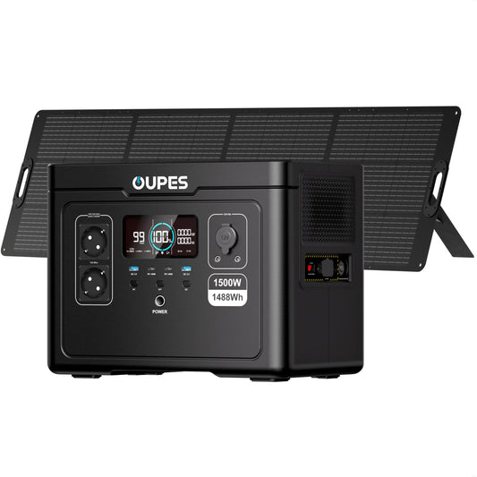 OUPES Exodus 1500 Tragbare Powerstation mit 240W Solarpanel, 1488Wh Solargenerator, 2 Steckdosen à 1700W(3600W Spitze), Schnellladung, USV-Funktion Mobiler Stromspeicher für Camping, Wohnmobil & Reise