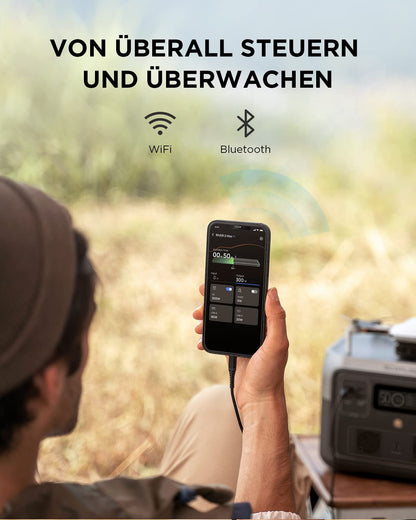 EF ECOFLOW Tragbare Powerstation RIVER 2 MAX, 512 Wh Solargenerator mit LiFeP04, Schnellladung in 1 Stunde, bis zu 1000 W Leistung, Balkonkraft für Notstrom/Camping/Wohnmobile