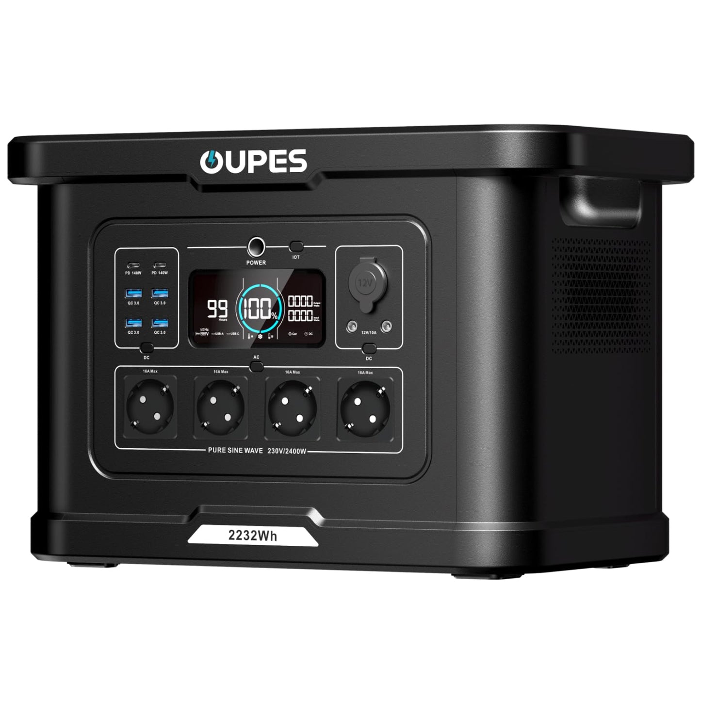 OUPES Exodus 2400 Tragbare Powerstation 2400W, 2232Wh Solargenerator mit 4 Steckdose (Boost 2600W, 4500W Spitze), Schnellladung 0-80% in 50 Min., USV-Funktion Generator für Camping, Wohnmobil, Reise