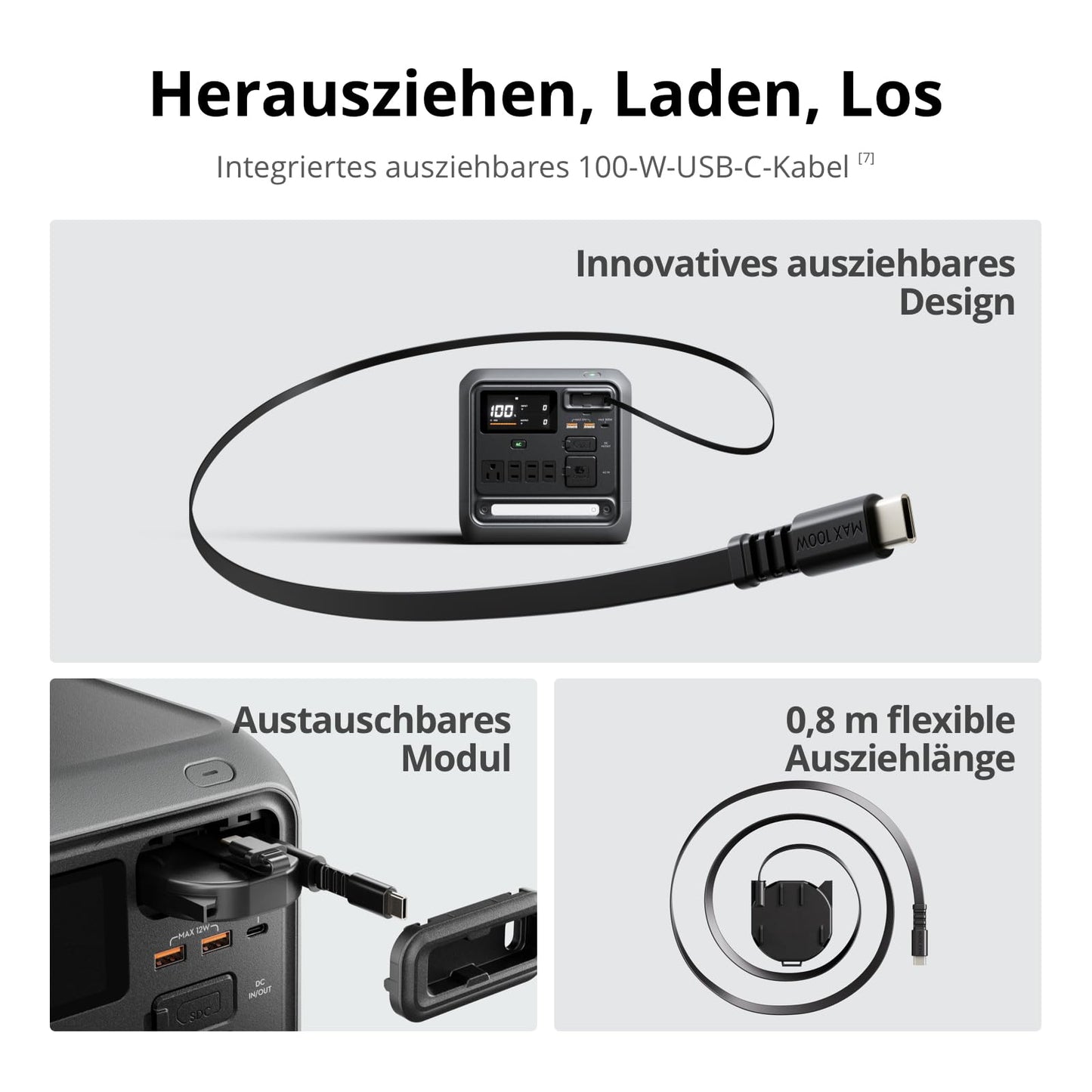 DJI Power 1000 Mini tragbare Powerstation, 1008-Wh-LFP-Akku, kompakte Größe, maximale Ausgangsleistung 1000 W, MC4 Solarladekabel, integriertes MPPT-Modul, Outdoor-Generator für Camping, Wohnmobile