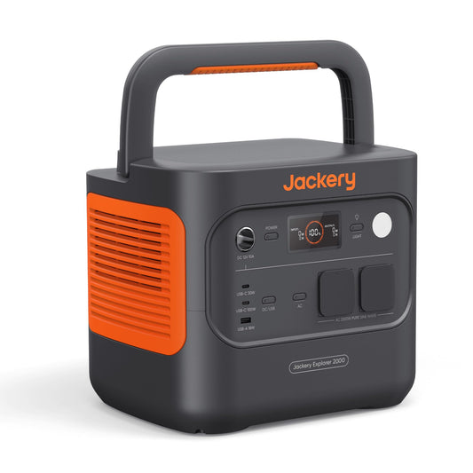 Jackery E2000 v2 tragbare Powerstation, LiFePO4 Akku, 2042Wh Solargenerator mit 2200W Ausgang (Max 4400W), Schnellladung von 0-80% in 52 Min für Notfall, Camping, Wohnmobil