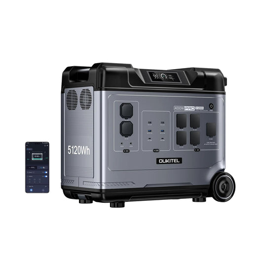 OUKITEL P5000 Pro 5120Wh Große Kapazität Tragbare Powerstation, 5×4000W AC-Steckdosen (8000W Spitzenleistung) Solargenerator, LiFePO₄-Akku, Für Camping und Stromausfälle