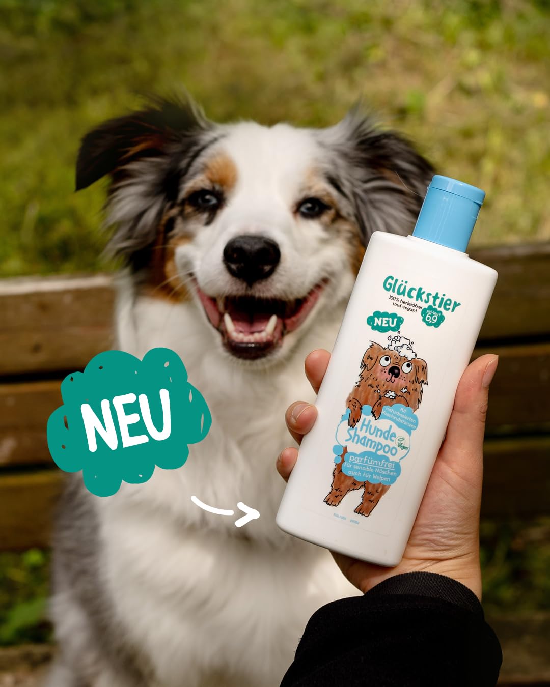 Glückstier Hundeshampoo | parfümfrei | 250 ml | für Welpen und Sensible Hundenasen