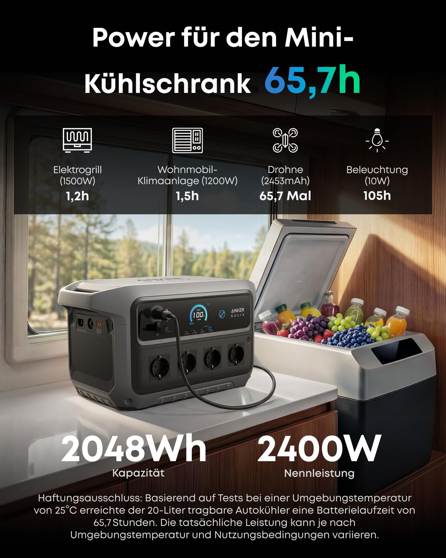 Anker SOLIX C2000 Gen 2 Tragbare Powerstation, 2400W (Spitzenleistung 4000W) Solargenerator, In 58 Min voll geladen, 2048Wh LiFePO?-Akku, Für Camping und Stromausfälle (optional mit Solarpanel)