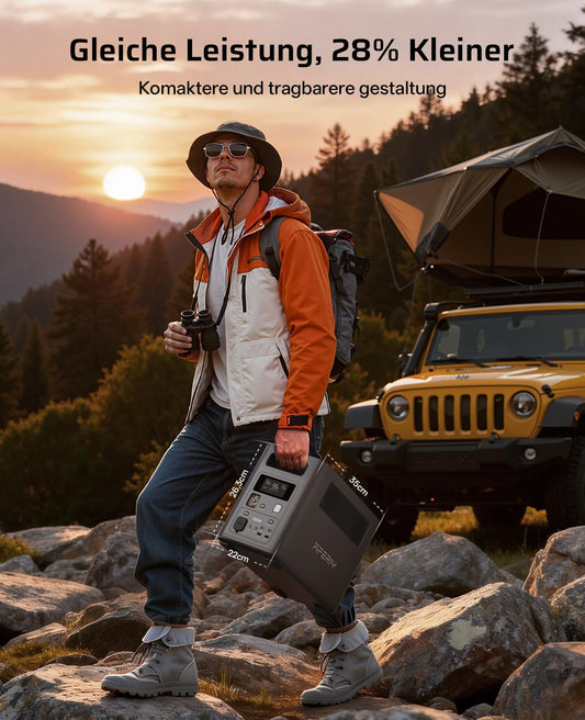 AFERIY 1800W Powerstation mit 400W Solarpanel, Solargenerator 1024Wh LiFePO4 & 1Std Schnellladung Solar Powerstation, <10ms USV, 9 Ausgänge, mit APP, BMS, Reine SW 230V, für Camping/RV/Garten/Notfall