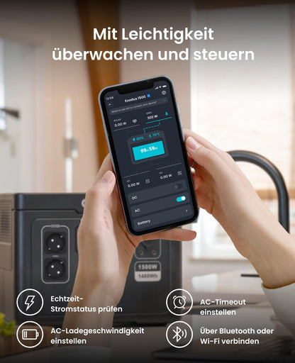 OUPES Exodus 1500 Tragbare Powerstation mit 240W Solarpanel, 1488Wh Solargenerator, 2 Steckdosen à 1700W(3600W Spitze), Schnellladung, USV-Funktion Mobiler Stromspeicher für Camping, Wohnmobil & Reise
