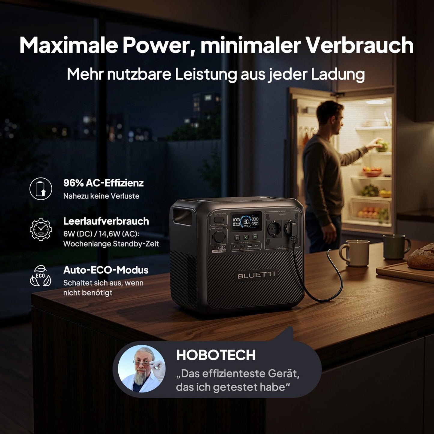 BLUETTI Elite 200 V2 Tragbare Power Station (2025 Neu), 2073,6Wh LiFePO4 Batterie-Backup mit 2 2600W AC Ausgängen (3900W Power Lifting), 17 Jahre Lebensdauer, Solargenerator für Camping, Off-grid