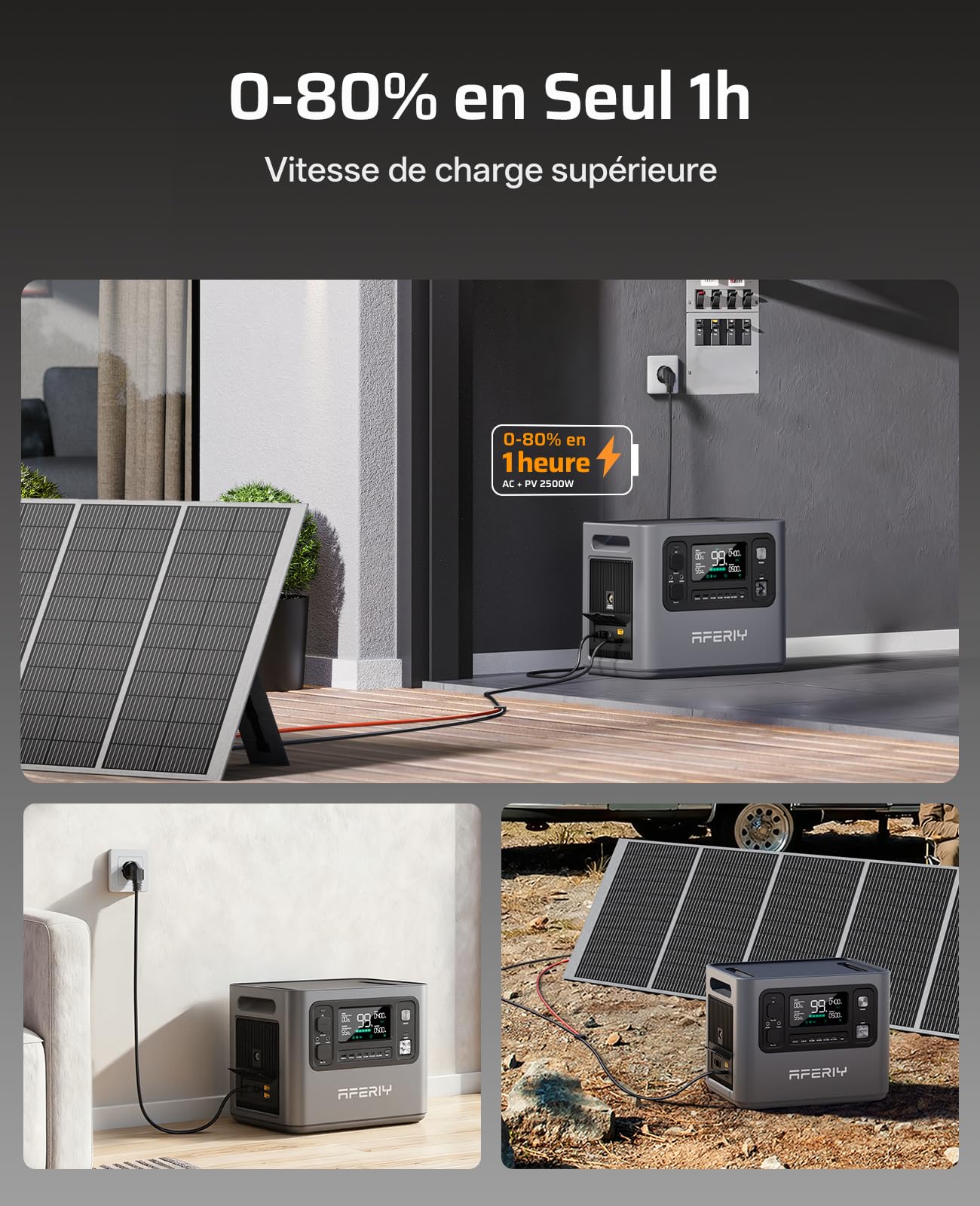 AFERIY AF-P280-B 2048Wh LiFePO4 Erweiterungsakku – 4× Parallel bis 10240Wh, 4000+ Zyklen, LED-Anzeige, -10°C bis 40°C, Kompatibel mit 2800W Powerstation