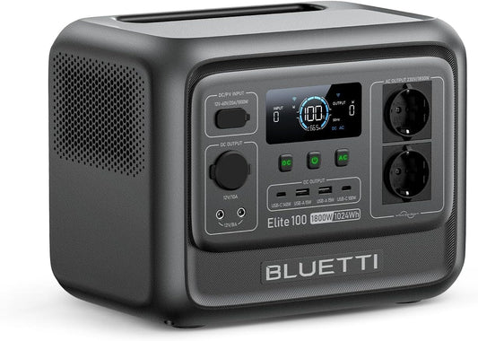 BLUETTI Elite 100 V2 (2025 Neu) Tragbare Power Station, 1024Wh LFP Batterie Backup mit 2 1800W AC Ausgängen (3600W Surge), 35% Kompakter, Solar Generator für Camping, Stromausfälle und Off-grid