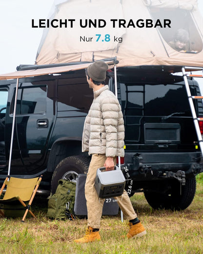 EF ECOFLOW Tragbare Powerstation RIVER 2 Pro, 768 Wh Solargenerator mit LiFeP04, Schnellladung in 70 Minuten, 3x 800 W AC-Steckdosen, Balkonkraft für Notstrom/Camping/Wohnmobile