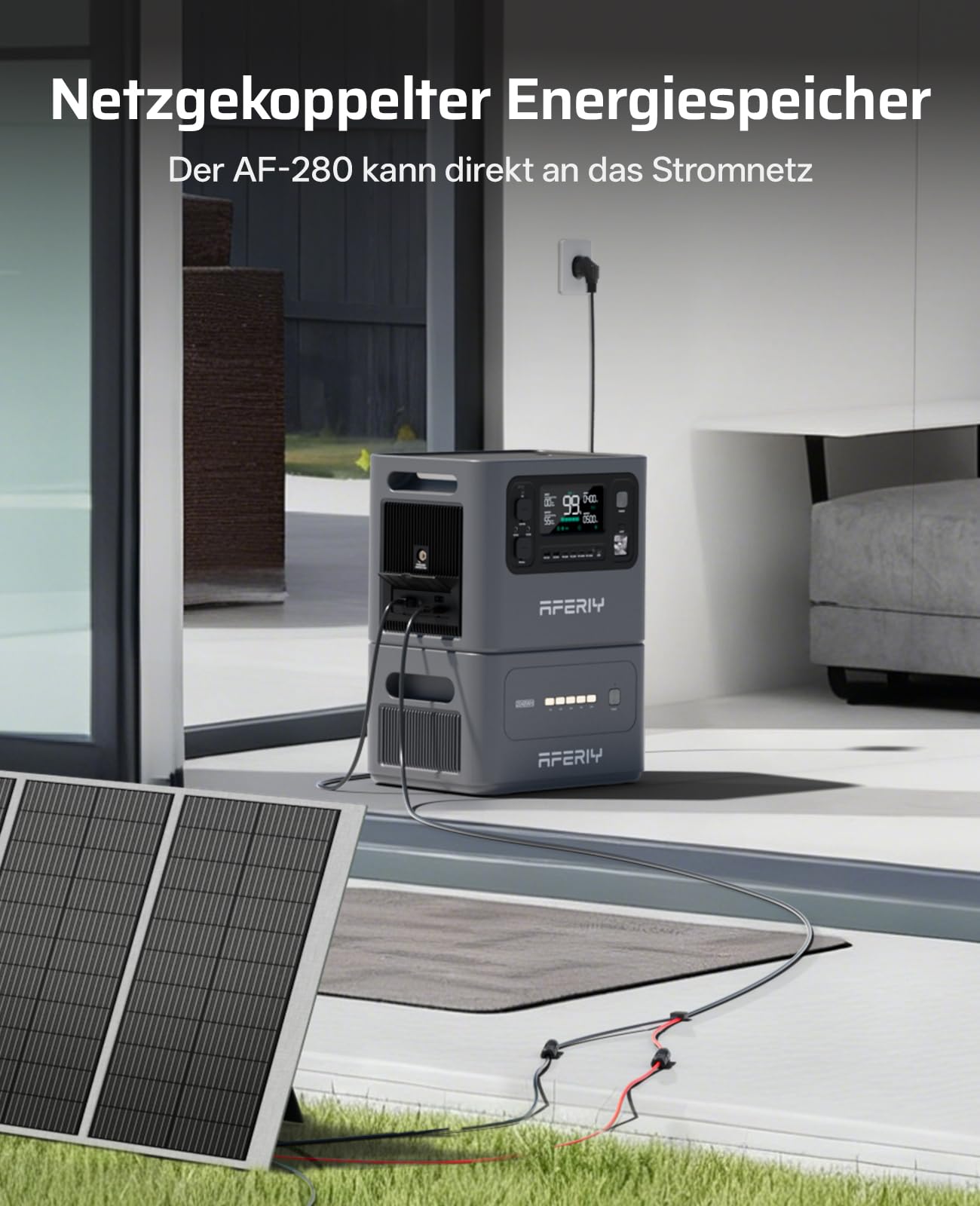 AFERIY 2800W Tragbare Powerstation, 2048Wh LiFePO4, 45 Min bis 80% Schnellladung, 13 Ausgänge, Reine Sinuswelle 230V, USV, Erweiterbar auf 4096Wh, Solar Generator für Camping/Home-Office 2026 Neue