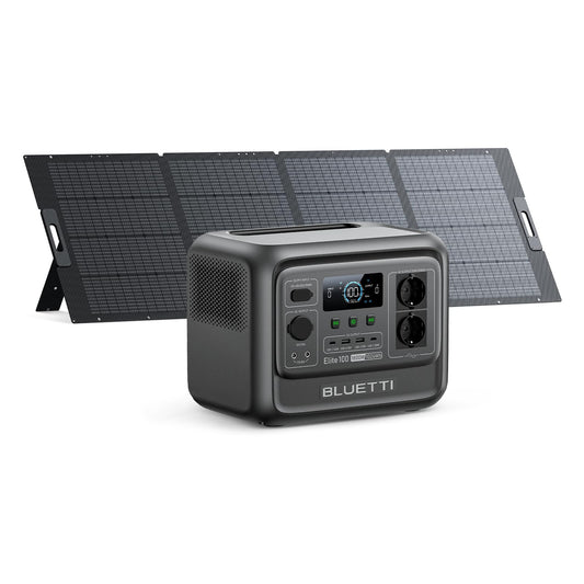 BLUETTI Tragbare Power Station Elite 100 V2 mit 350W Solarpanel, 1024Wh LiFePO4 Solar Generator mit 2 1800W AC Ausgängen, 35% kleiner, Ideal für Notfälle, Wohnmobil,Camping