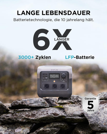EF ECOFLOW Tragbare Powerstation RIVER 2 Pro, 768 Wh Solargenerator mit LiFeP04, Schnellladung in 70 Minuten, 3x 800 W AC-Steckdosen, Balkonkraft für Notstrom/Camping/Wohnmobile