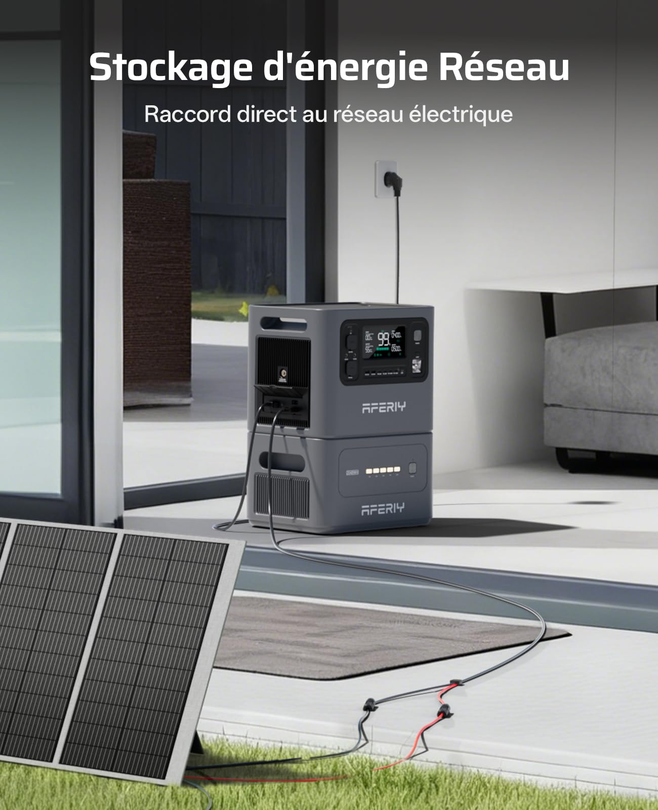 AFERIY AF-P280-B 2048Wh LiFePO4 Erweiterungsakku – 4× Parallel bis 10240Wh, 4000+ Zyklen, LED-Anzeige, -10°C bis 40°C, Kompatibel mit 2800W Powerstation