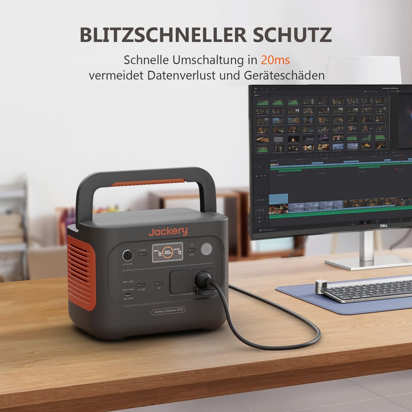 Jackery Powerstation 1000 v2 mit 2 * 100W Solarpanel, 1070Wh LiFePO4 Solargenerator, 1500W AC/100W USB-C Ausgang,1 Std. Schnellladung für Camping, Wohnmobil, Notfall