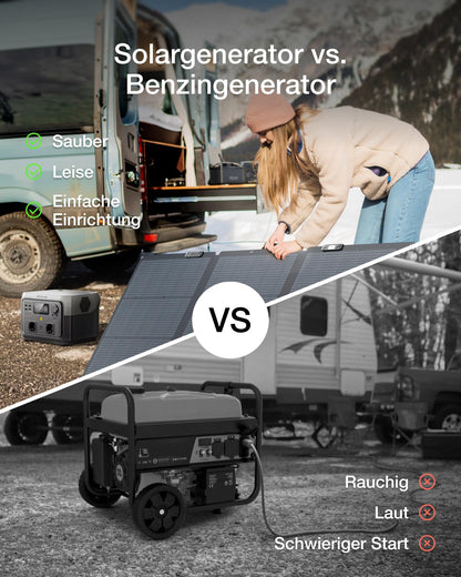 EF ECOFLOW Tragbare Powerstation RIVER 2 MAX mit 160W faltbare solar panel, 512 Wh Solargenerator mit LiFeP04, Schnellladung in 1 Stunde, bis zu 1000 W Leistung, Balkonkraft für Camping