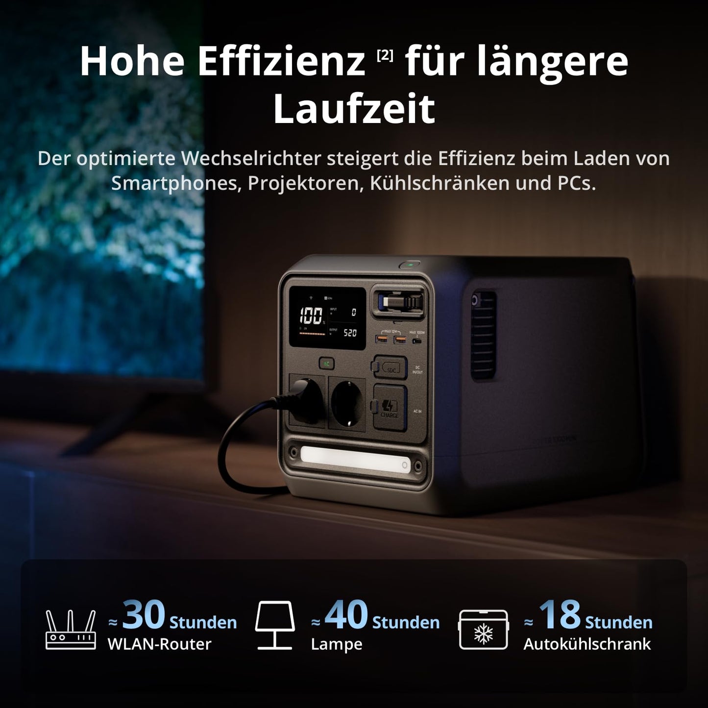 DJI Power 1000 Mini tragbare Powerstation, 1008-Wh-LFP-Akku, kompakte Größe, maximale Ausgangsleistung 1000 W, MC4 Solarladekabel, integriertes MPPT-Modul, Outdoor-Generator für Camping, Wohnmobile