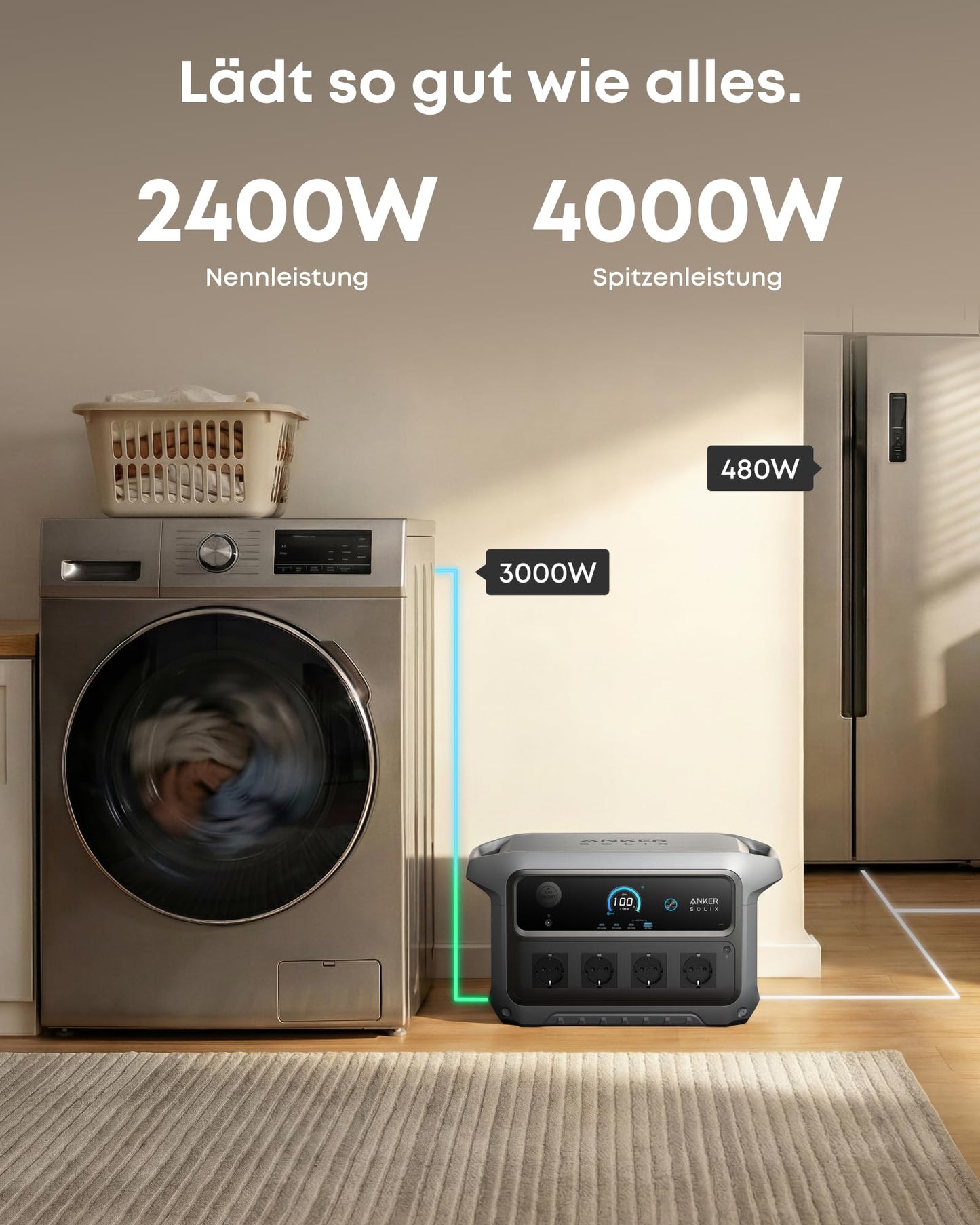 Anker SOLIX C2000 Gen 2 Tragbare Powerstation, 2400W (Spitzenleistung 4000W) Solargenerator, In 58 Min voll geladen, 2048Wh LiFePO?-Akku, Für Camping und Stromausfälle (optional mit Solarpanel)