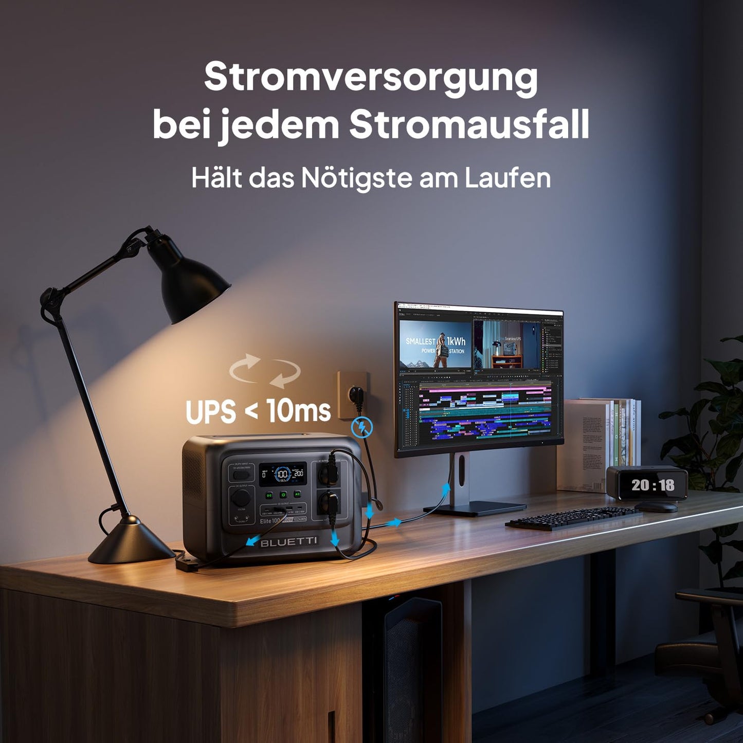 BLUETTI Elite 100 V2 (2025 Neu) Tragbare Power Station, 1024Wh LFP Batterie Backup mit 2 1800W AC Ausgängen (3600W Surge), 35% Kompakter, Solar Generator für Camping, Stromausfälle und Off-grid