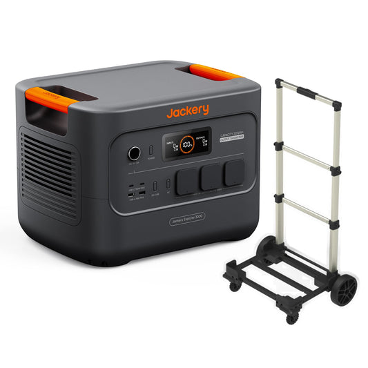 Jackery E3000 V2 3072Wh Powerstation mit Jackery Faltbarem Trolley, 3600W Dauerleistung, 7200W Spitze, 2x USB-C PD100W, LiFePO4 Akku, Notstrom für Zuhause, Camping & Wohnmobil