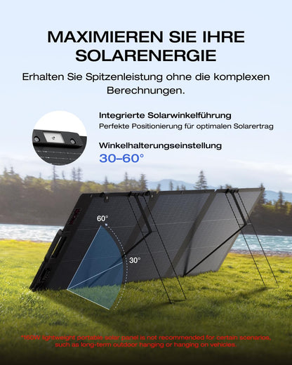 EF ECOFLOW Tragbare Powerstation RIVER 2 MAX mit 160W faltbare solar panel, 512 Wh Solargenerator mit LiFeP04, Schnellladung in 1 Stunde, bis zu 1000 W Leistung, Balkonkraft für Camping