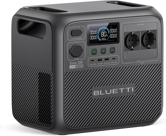 BLUETTI Elite 200 V2 Tragbare Power Station (2025 Neu), 2073,6Wh LiFePO4 Batterie-Backup mit 2 2600W AC Ausgängen (3900W Power Lifting), 17 Jahre Lebensdauer, Solargenerator für Camping, Off-grid