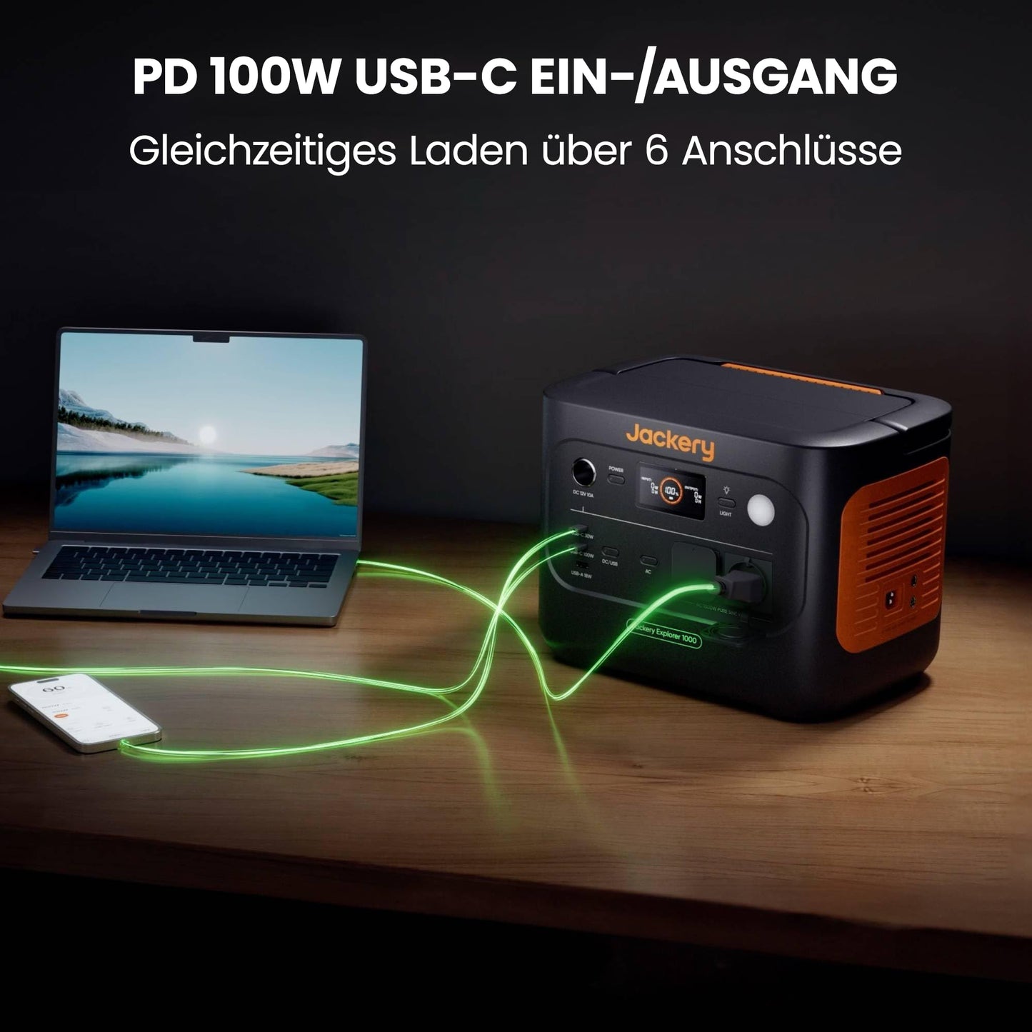 Jackery Solargenerator 1000 v2 mit 100W Solarpanel, 1070Wh LiFePO4 Tragbare Powerstation, 1500W AC/100W USB-C Ausgang, 1 Std. Schnellladung für Outdoor, Off-Grid, RV, Notfall