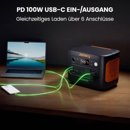 Jackery Solargenerator 1000 v2 mit 100W Solarpanel, 1070Wh LiFePO4 Tragbare Powerstation, 1500W AC/100W USB-C Ausgang, 1 Std. Schnellladung für Outdoor, Off-Grid, RV, Notfall