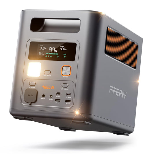 AFERIY 1800W Tragbare Powerstation 1024Wh, Erweiterbar Auf 5120Wh LiFePO4 Solargenerator & 1Std Schnellladung,<10ms USV, 9 Ausgänge, mit APP, Reine Sinuswelle 230V, für Camping/Garten/Notfall 【26 Neu】
