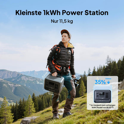 BLUETTI Elite 100 V2 (2025 Neu) Tragbare Power Station, 1024Wh LFP Batterie Backup mit 2 1800W AC Ausgängen (3600W Surge), 35% Kompakter, Solar Generator für Camping, Stromausfälle und Off-grid
