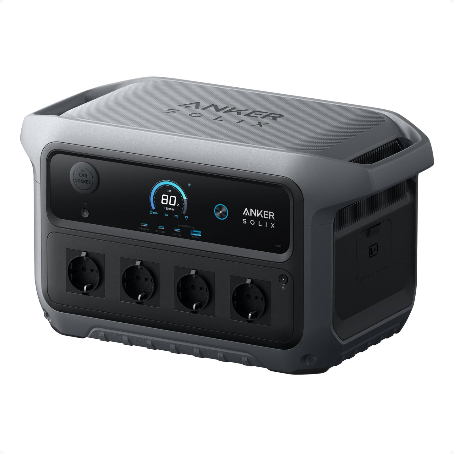 Anker SOLIX C2000 Gen 2 Tragbare Powerstation, 2400W (Spitzenleistung 4000W) Solargenerator, In 58 Min voll geladen, 2048Wh LiFePO?-Akku, Für Camping und Stromausfälle (optional mit Solarpanel)