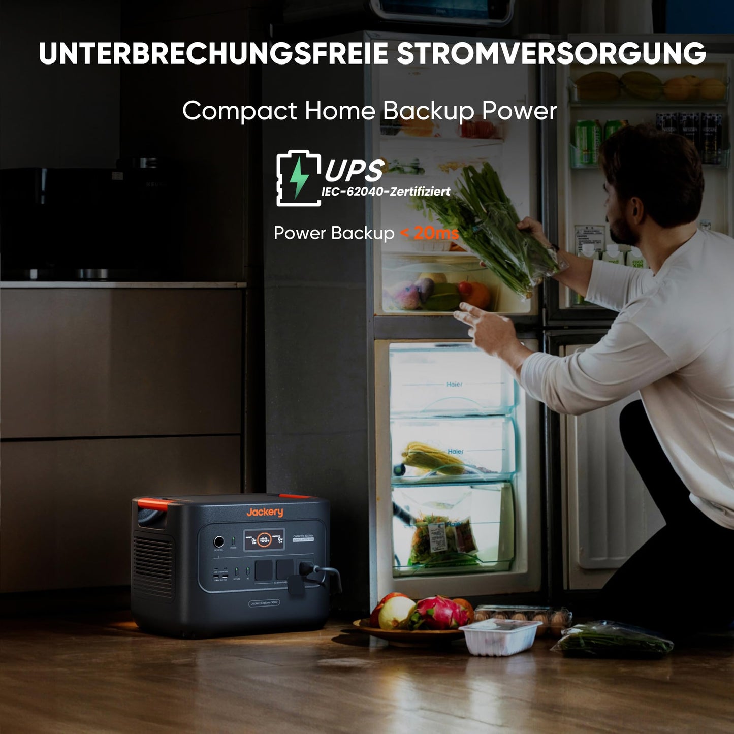 Jackery E3000 V2 3072Wh Powerstation mit Jackery Faltbarem Trolley, 3600W Dauerleistung, 7200W Spitze, 2x USB-C PD100W, LiFePO4 Akku, Notstrom für Zuhause, Camping & Wohnmobil