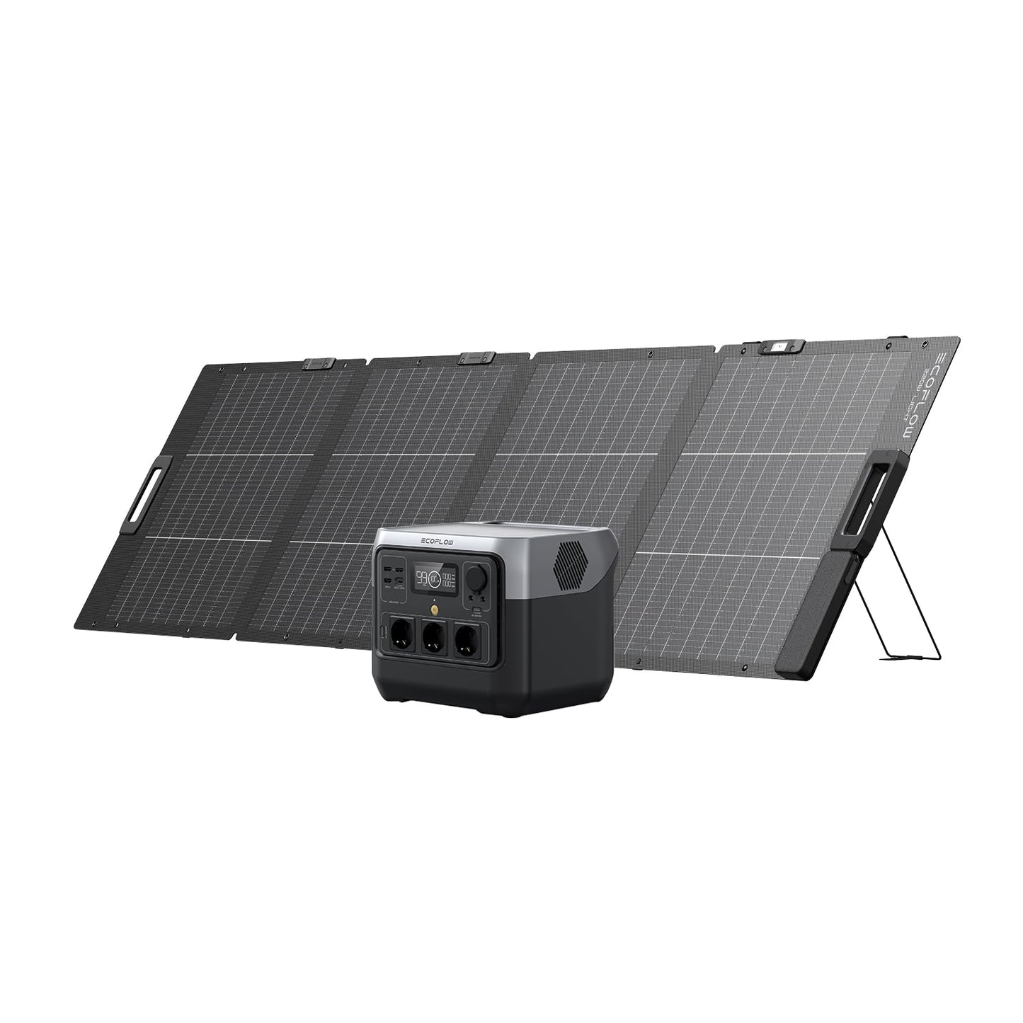 EF ECOFLOW RIVER 2 Pro Powerstation, 768 Wh LiFePO4 Batterie Solar generator mit 220 W Solar panel, 3x 300 W AC-Steckdosen (Spitze 1600 W), tragbare Powerstation für Camping, im Freien
