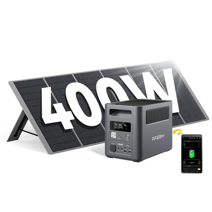 AFERIY 1800W Powerstation mit 400W Solarpanel, Solargenerator 1024Wh LiFePO4 & 1Std Schnellladung Solar Powerstation, <10ms USV, 9 Ausgänge, mit APP, BMS, Reine SW 230V, für Camping/RV/Garten/Notfall
