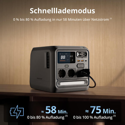 DJI Power 1000 Mini tragbare Powerstation, 1008-Wh-LFP-Akku, kompakte Größe, maximale Ausgangsleistung 1000 W, MC4 Solarladekabel, integriertes MPPT-Modul, Outdoor-Generator für Camping, Wohnmobile
