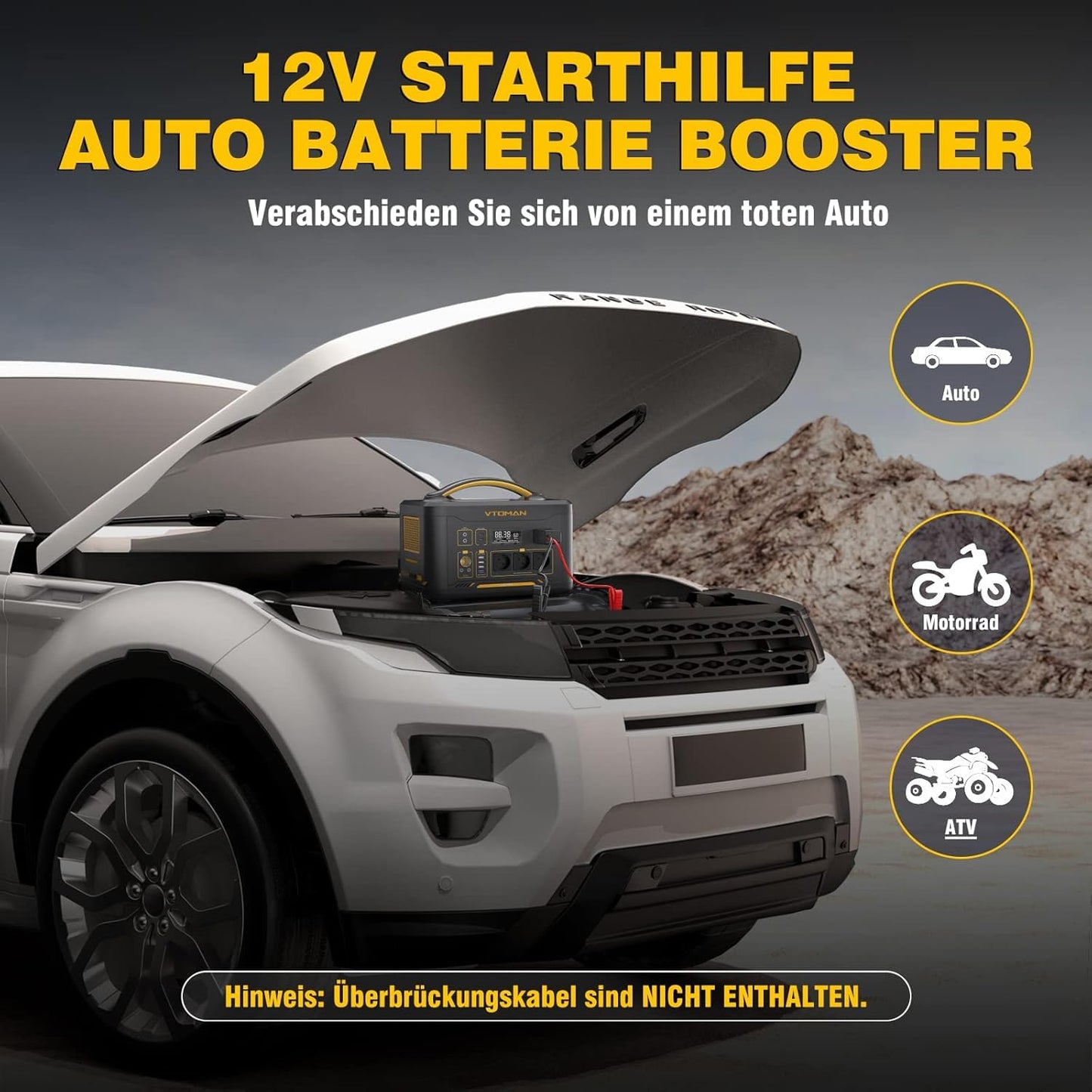 VTOMAN Jump 2200 Tragbare Powerstation mit 110W Leicht Faltbares Solarpanel - 2200W/1548Wh LiFePO4 Batterie Solar Stromgenerator, Erweiterbare Kapazität auf 3096Wh für Reisen, Wohnmobil