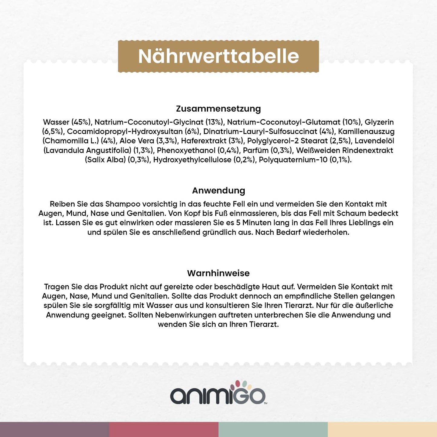 animigo Hundeshampoo 500ml – Anti-Juckreiz Pflege für Hunde & Katzen, pH-hautneutral mit natürlichen Zutaten