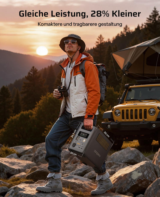 AFERIY 1800W Tragbare Powerstation 1024Wh, Erweiterbar Auf 5120Wh LiFePO4 Solargenerator & 1Std Schnellladung,<10ms USV, 9 Ausgänge, mit APP, Reine Sinuswelle 230V, für Camping/Garten/Notfall 【26 Neu】